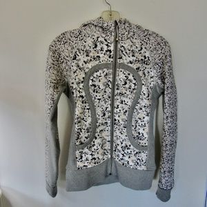 lululemon athletica Gray and White Patterned Full-Zip Hoodie